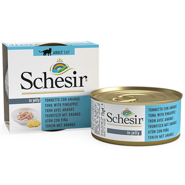 Schesir Tuna with Pineapple ТУНЕЦ с АНАНАСОМ в желе влажный корм консервы для кошек 85 г (613530)